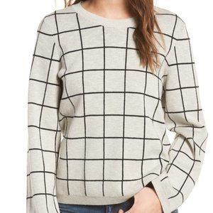 Madewell | Windowpane Laced Back Pullover Sweater